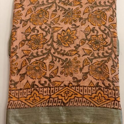 Peach Linen Cotton Saree