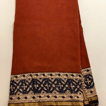 Red Chanderi Cotton Silk Saree