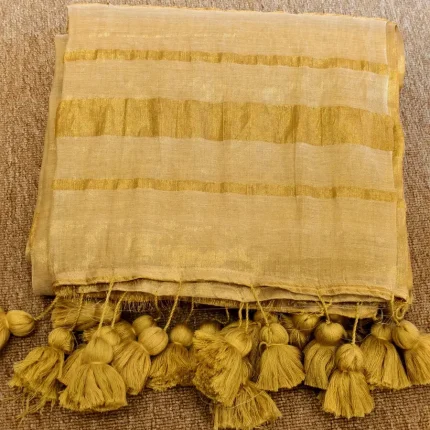 Linen Tissue Kerala Kasavu saree