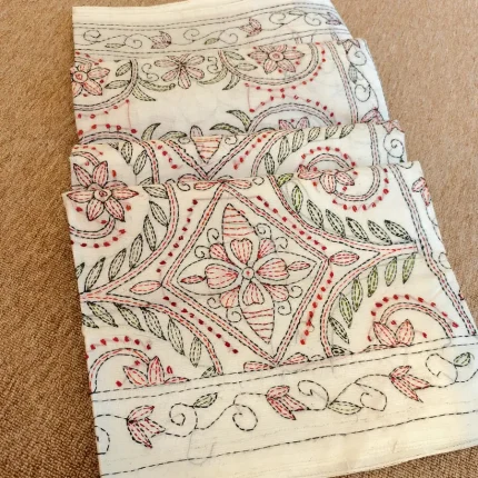 Cotton Silk Kantha Worked Saree