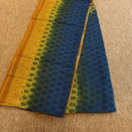 Blue And Yellow Kota Doria Saree