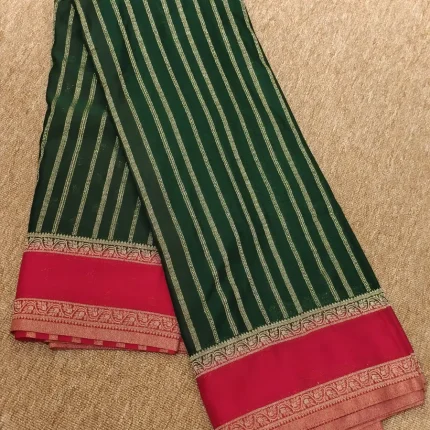 Green And Red Premium Crepe Saree