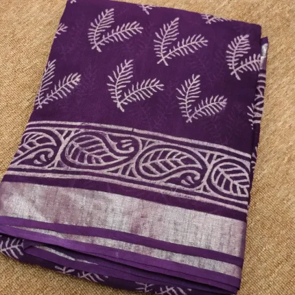 Purple Linen Cotton Saree