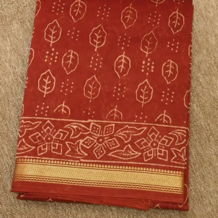 Red Maheshwari Silk Cotton Saree