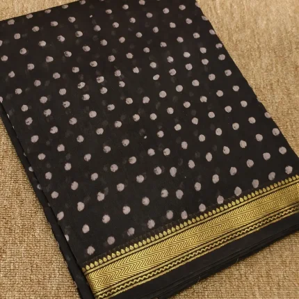Black Maheshwari Silk Cotton Saree