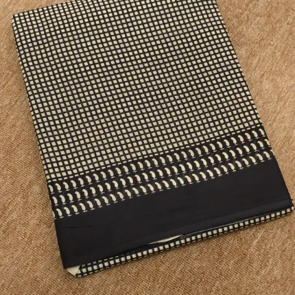 Chequered Black And White Cotton Saree