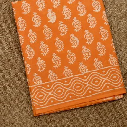 Orange Mul Cotton Saree