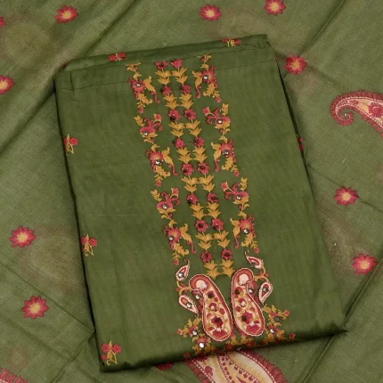 Green Cotton Unstitched Salwar Suit