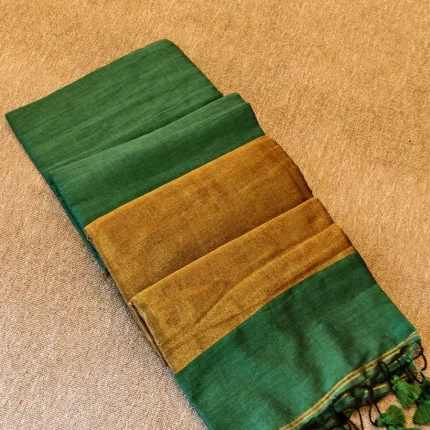 Deep Green Festive Cotton Saree