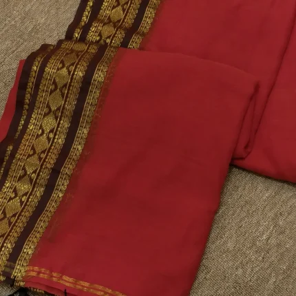 Deep Red Festive Mul Cotton saree