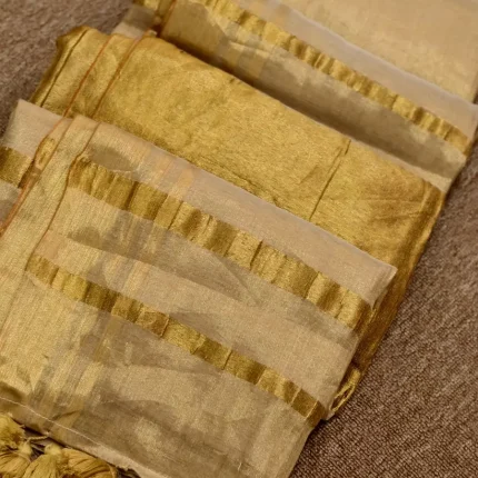 Mul Tissue Kerala Kasavu saree