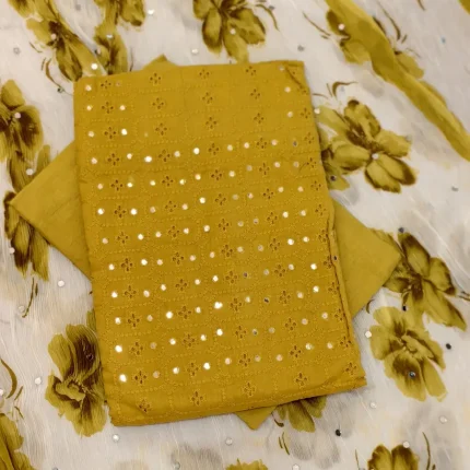 Mustard Cotton Hakoba Unstitched Salwar Suit