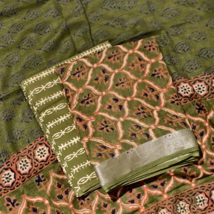 Linen cotton Unstitched Salwar Suit Set